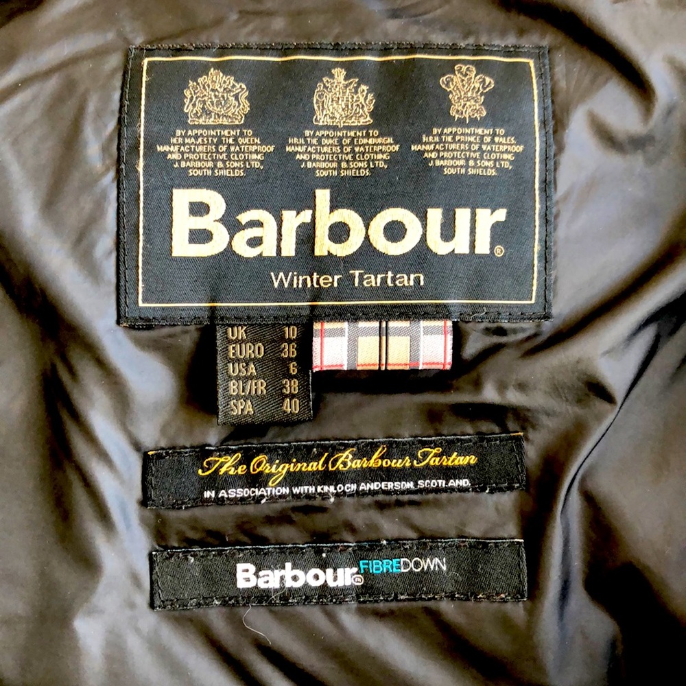 Barbour Down puffer w detachable fur hood.